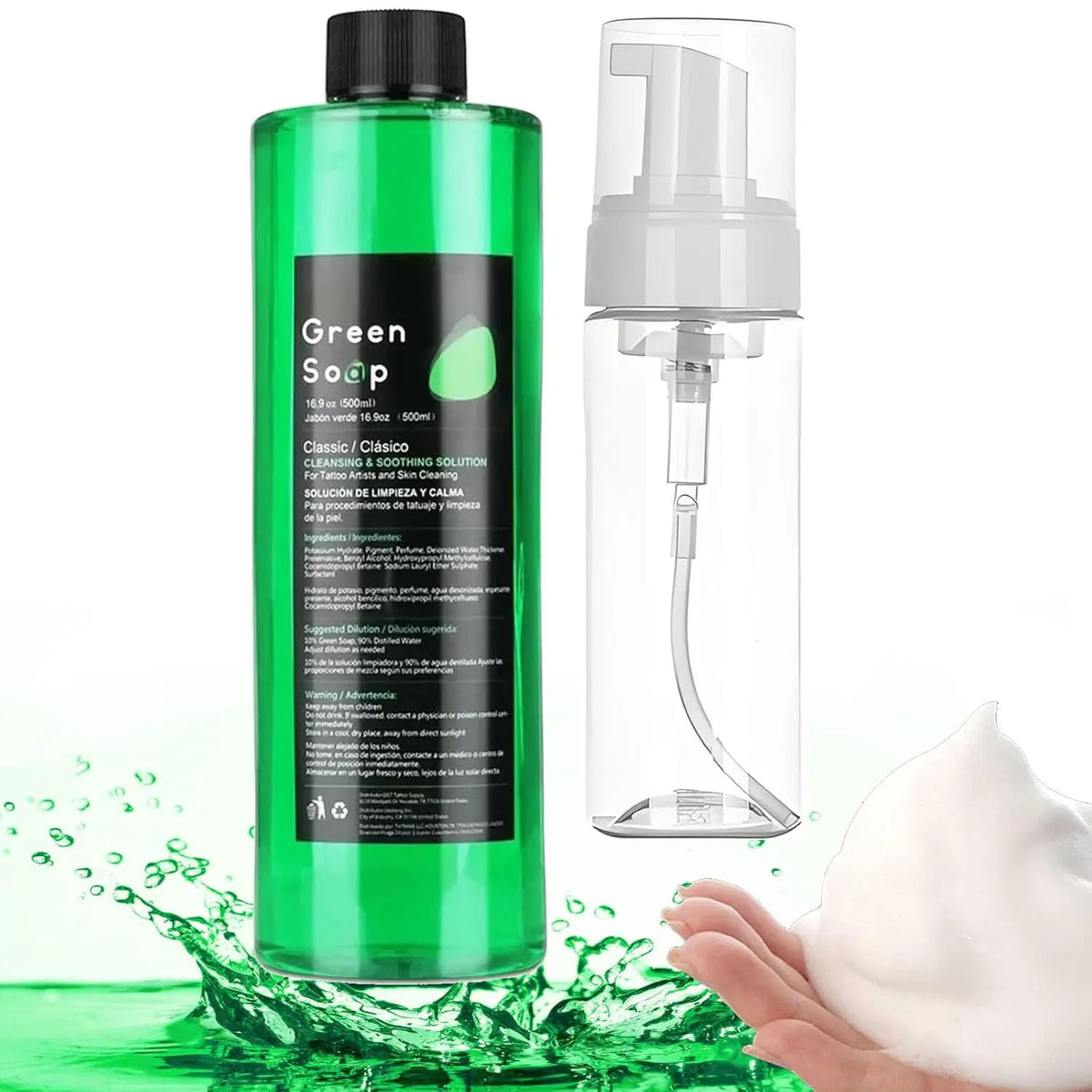 Ultra Concentrated Tattoo Green Soap Cleaning Kit 150ml Foaming Bottle