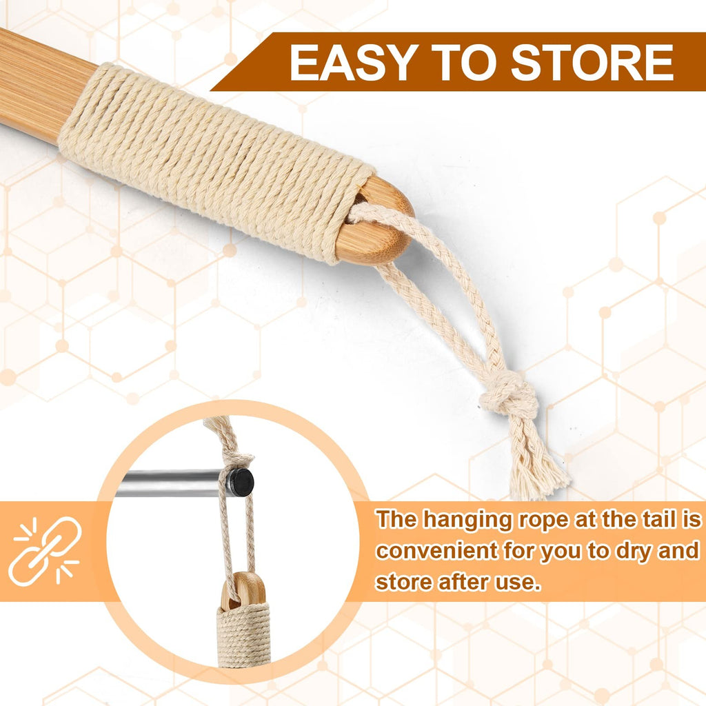 Wood Curved Bath Brush with Long Handle for Back Exfoliation