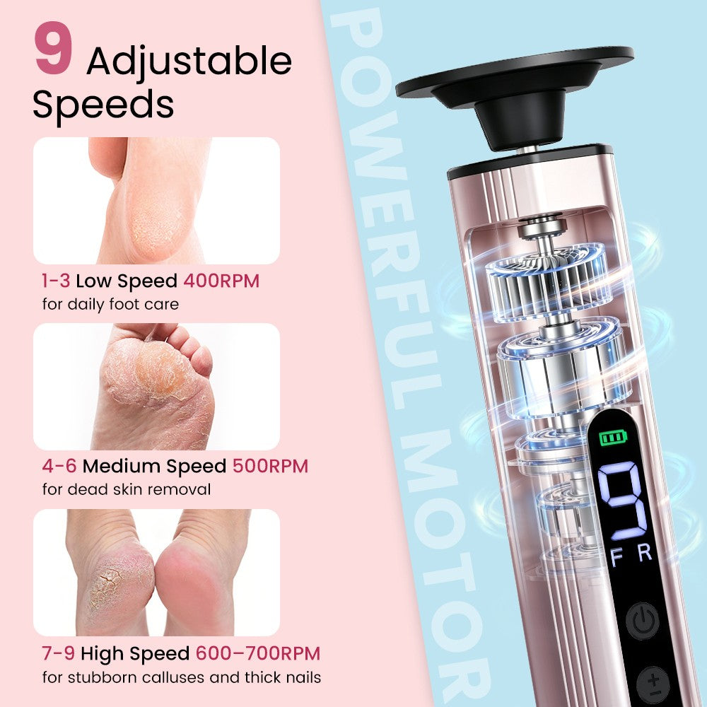 Electric Callus Remover Foot Sander Pedicure Tool with 9 Speeds & LCD Display