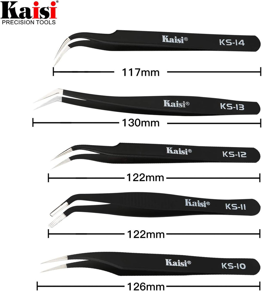 14-Piece Anti-Static Precision Tweezers Set for Electronics & Jewelry