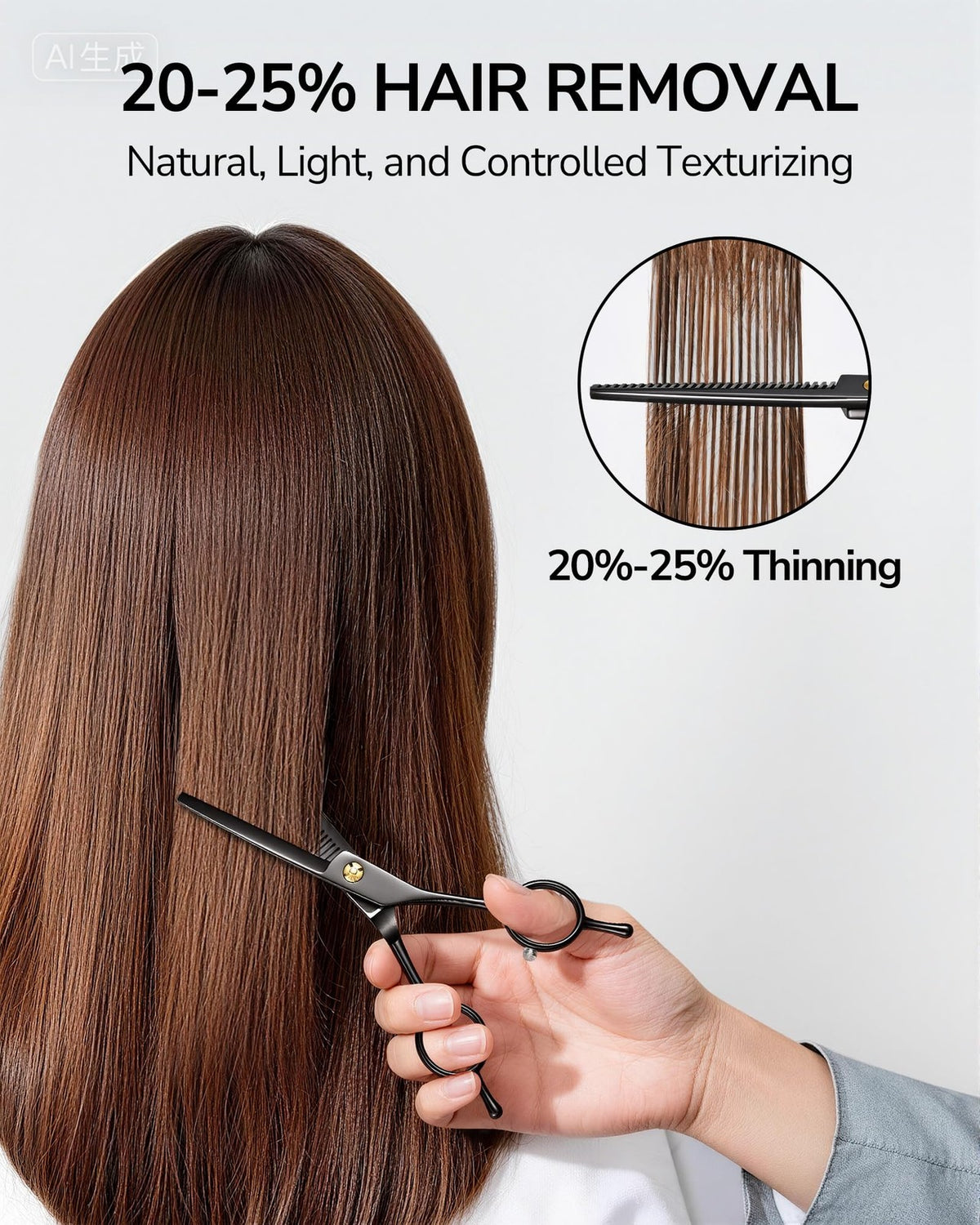 Professional Hair Thinning Shears 6.5 Inch - Black Stainless Steel