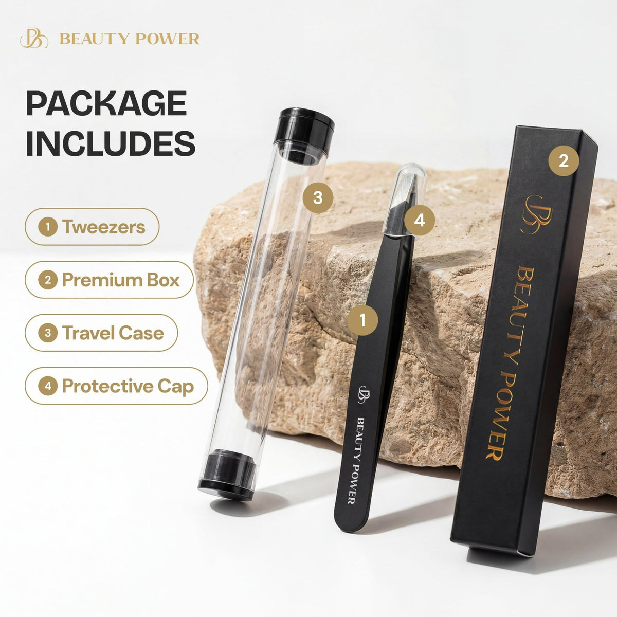Precision Eyebrow & Facial Hair Tweezers - Sharp Slant Tip, Hand-Aligned
