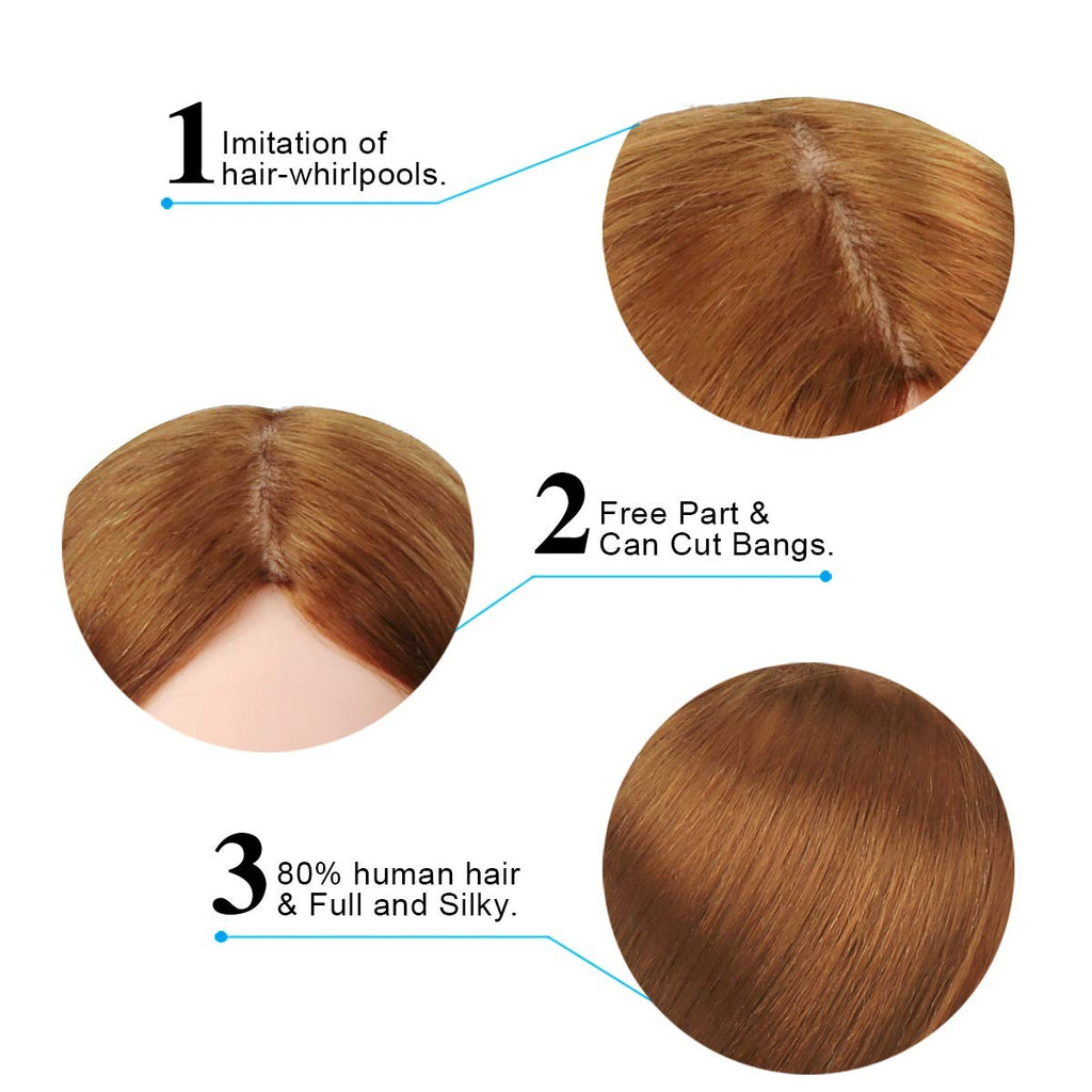 Mannequin Head with 80% Human Hair for Hair Styling Practice - Light Brown, 23.5 Inch