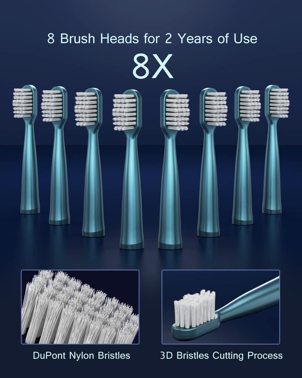 USB Rechargeable Sonic Electric Toothbrush for Adults with 8 Brush Heads and 5 Modes