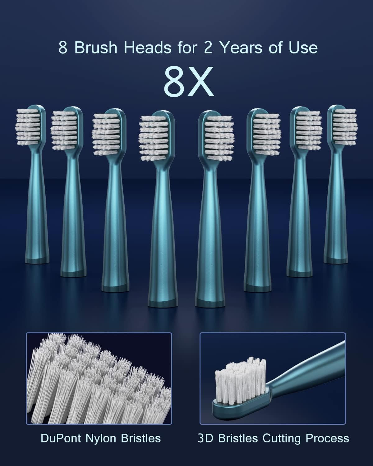 USB Rechargeable Sonic Electric Toothbrush for Adults with 8 Brush Heads and 5 Modes