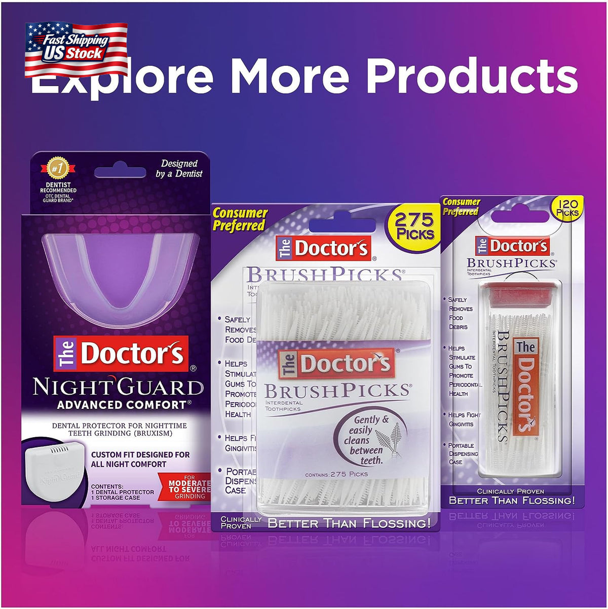 Interdental Brushes & Dental Picks 275 Count - Oral Care Floss Picks