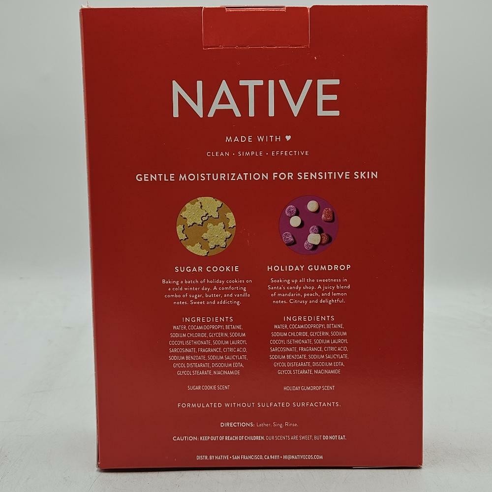 Native Holiday Body Wash 2 Pack 18oz Sugar Cookie & Gumdrop Scented