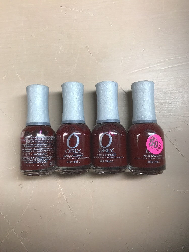 Set of 4 Crimson Nail Lacquer Polish - 0.6oz, Long-Lasting Color