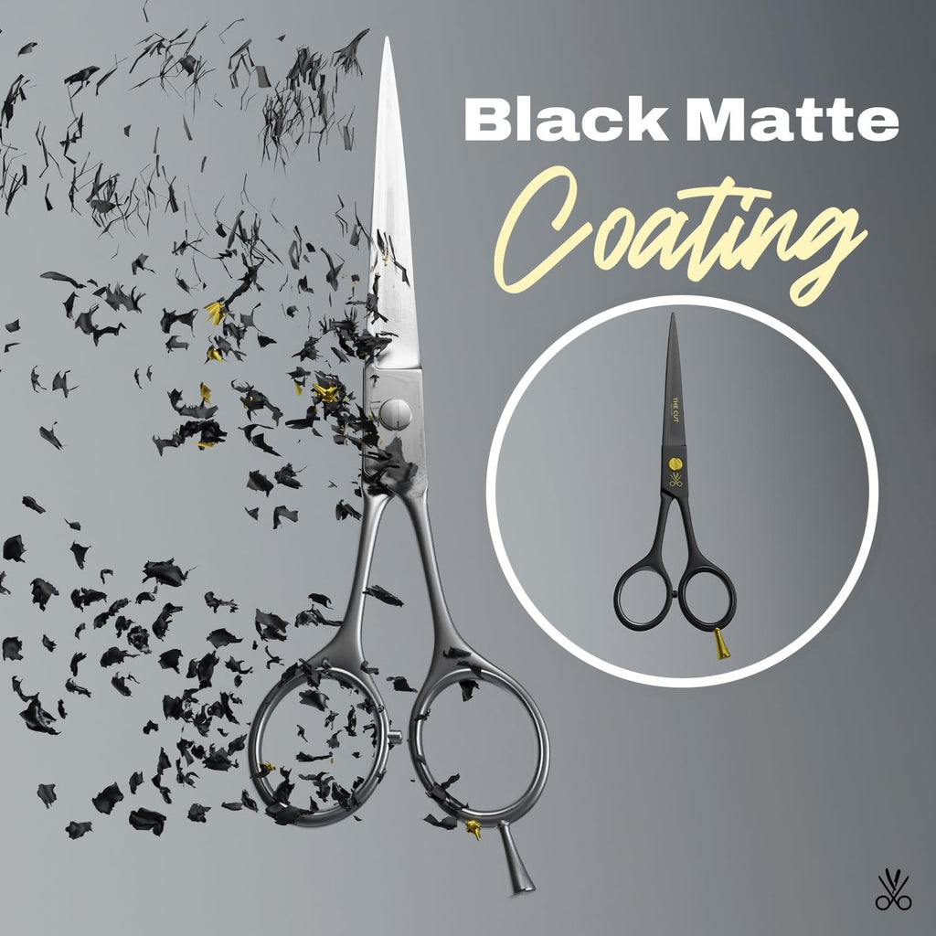6 Inch Matte Black Hair Cutting Scissors - Professional Barber Shears