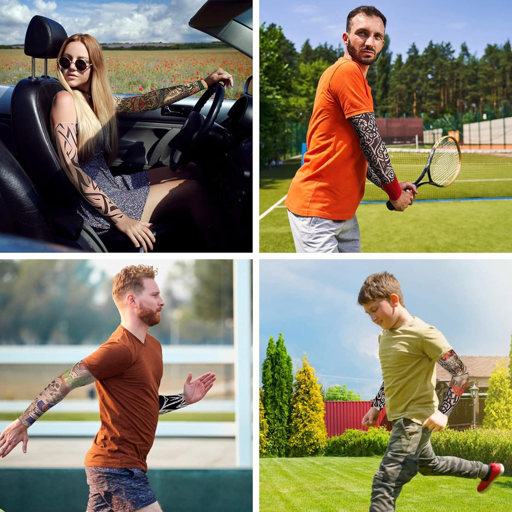 Temporary Arm Sleeve Tattoos Set – 10 Pairs Multi-Design Fake Ink for Men