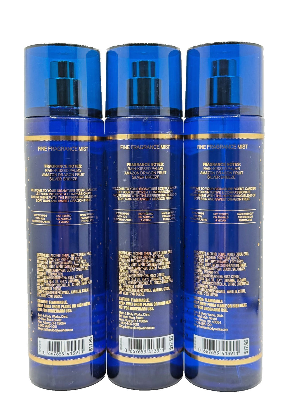 Set of 3 Zodiac Cancer Fragrance Mist Sprays - 8 oz Bath & Body Collection