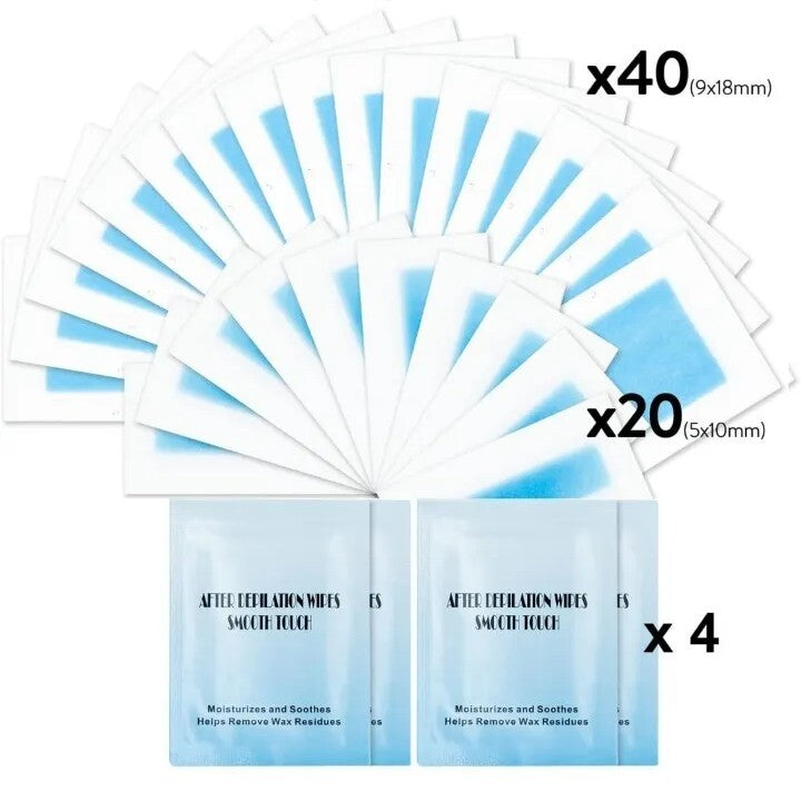 Hair Removal Wax Strips 60 Count - Face & Body Skin-Friendly Kit