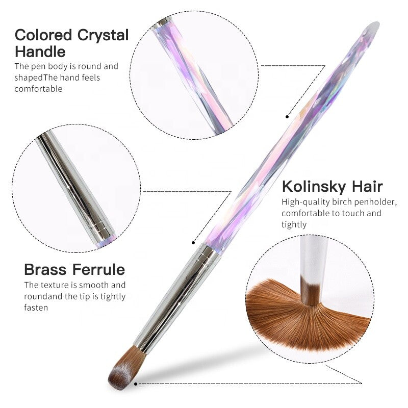 Professional Acrylic Nail Brush Set with Diamond Handle - Multiple Sizes