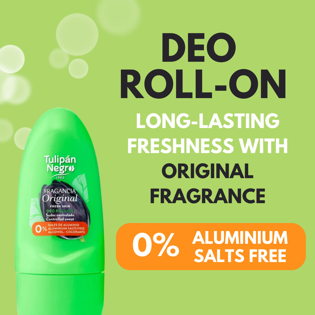 Long-Lasting Aluminum & Paraben-Free Roll-On Deodorant - Tulipan Negro 1.7 fl oz (4-Pack)