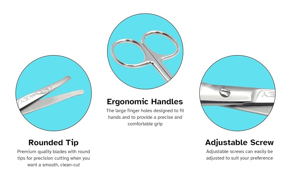 Nose and Beard Scissors 3.7-Inch Safety Rounded Tip Grooming Shears