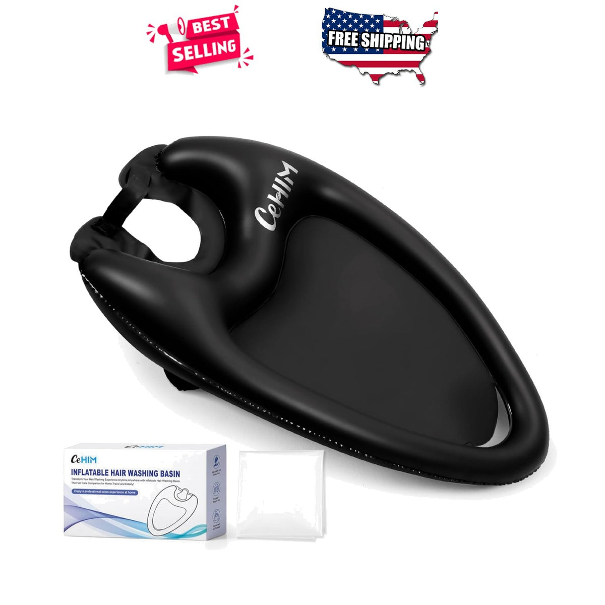 Inflatable Hair Washing Basin Portable Shampoo Sink for Elderly & Injured
