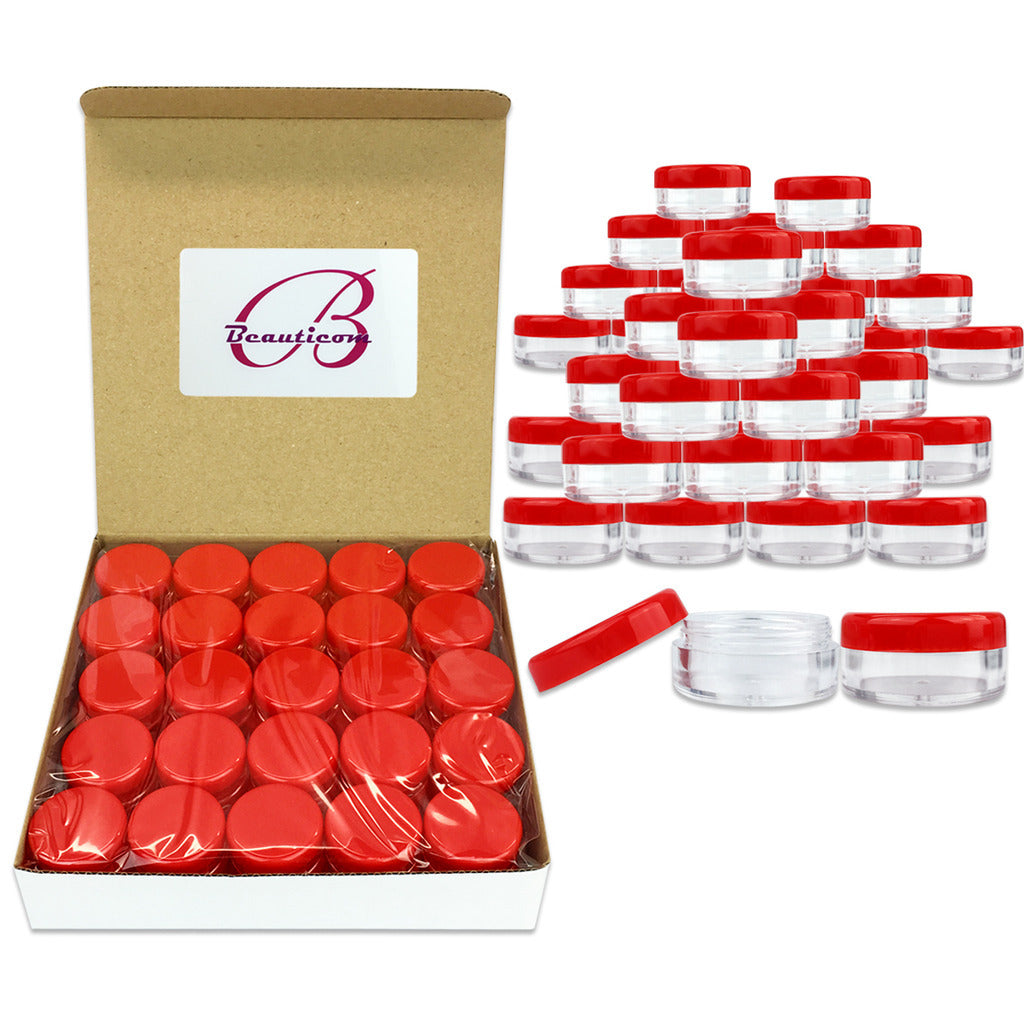 25-Pack 5ML Cosmetic Sample Jars - Reusable Plastic Lotion & Cream Containers