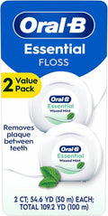 Mint Waxed Dental Floss 2-Pack - Cavity Defense, 50m Each