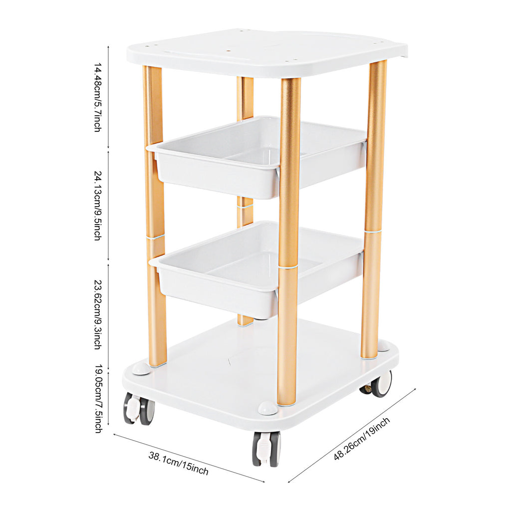 4-Tier Beauty Salon Rolling Cart Stand with Wheels for Spa Equipment Storage