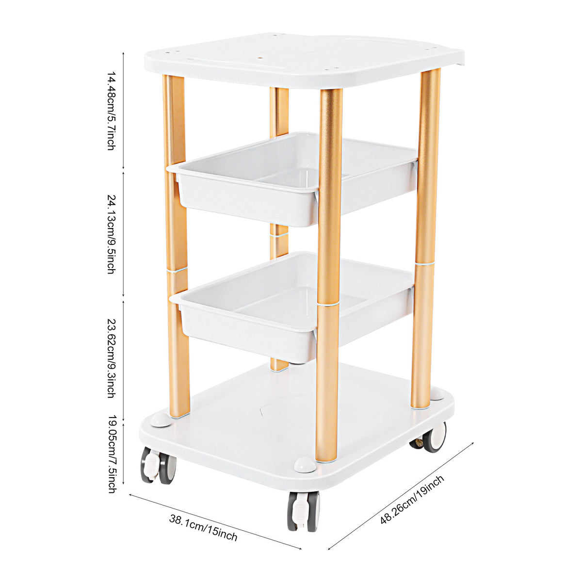 4-Tier Beauty Salon Rolling Cart Stand with Wheels for Spa Equipment Storage