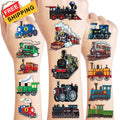 Train Temporary Tattoos for Kids - 96 Pack Multicolor Sheets, 8 Sheets