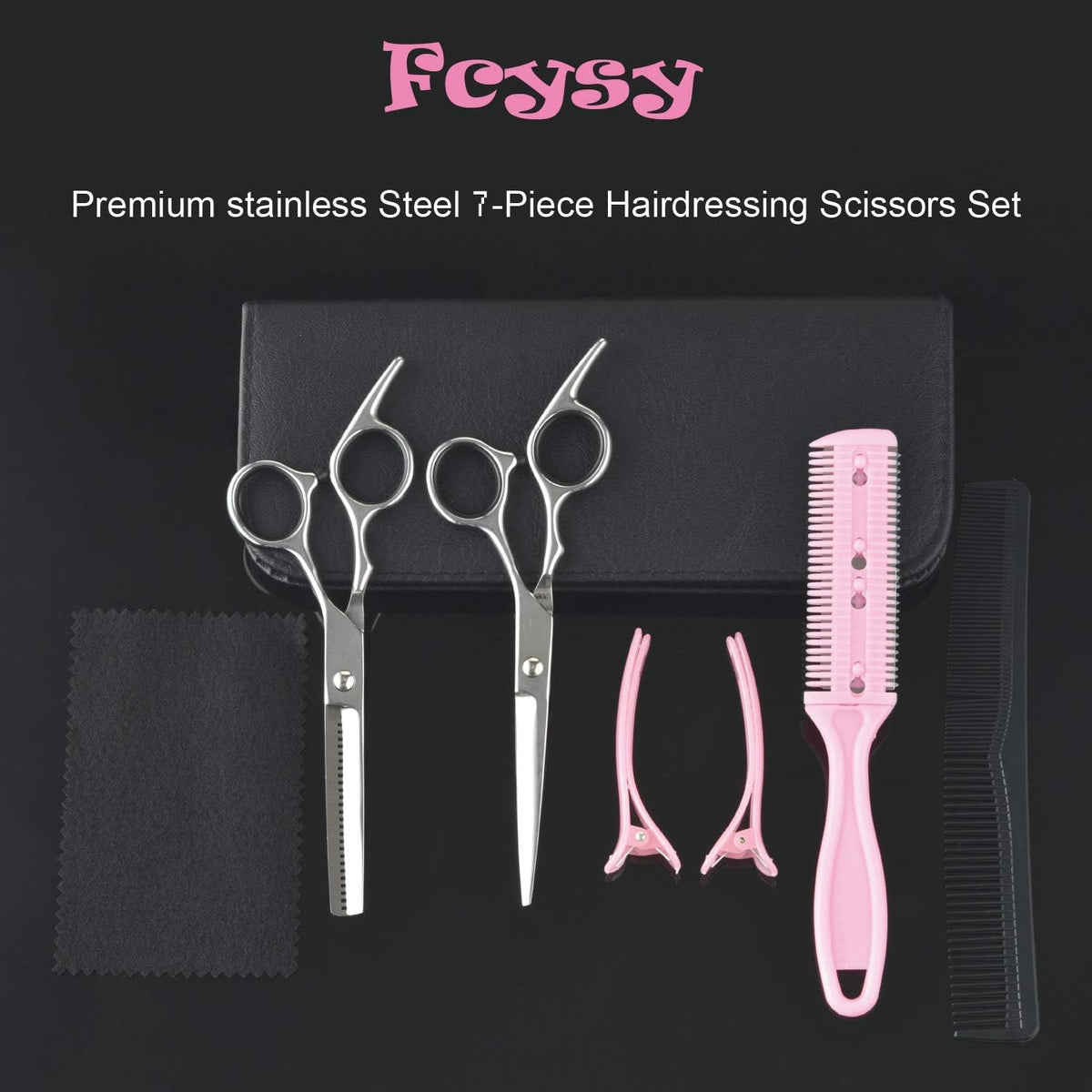 Professional Hair Cutting Scissors Thinning Shears Set - Sharp Stainless Steel Barber Kit