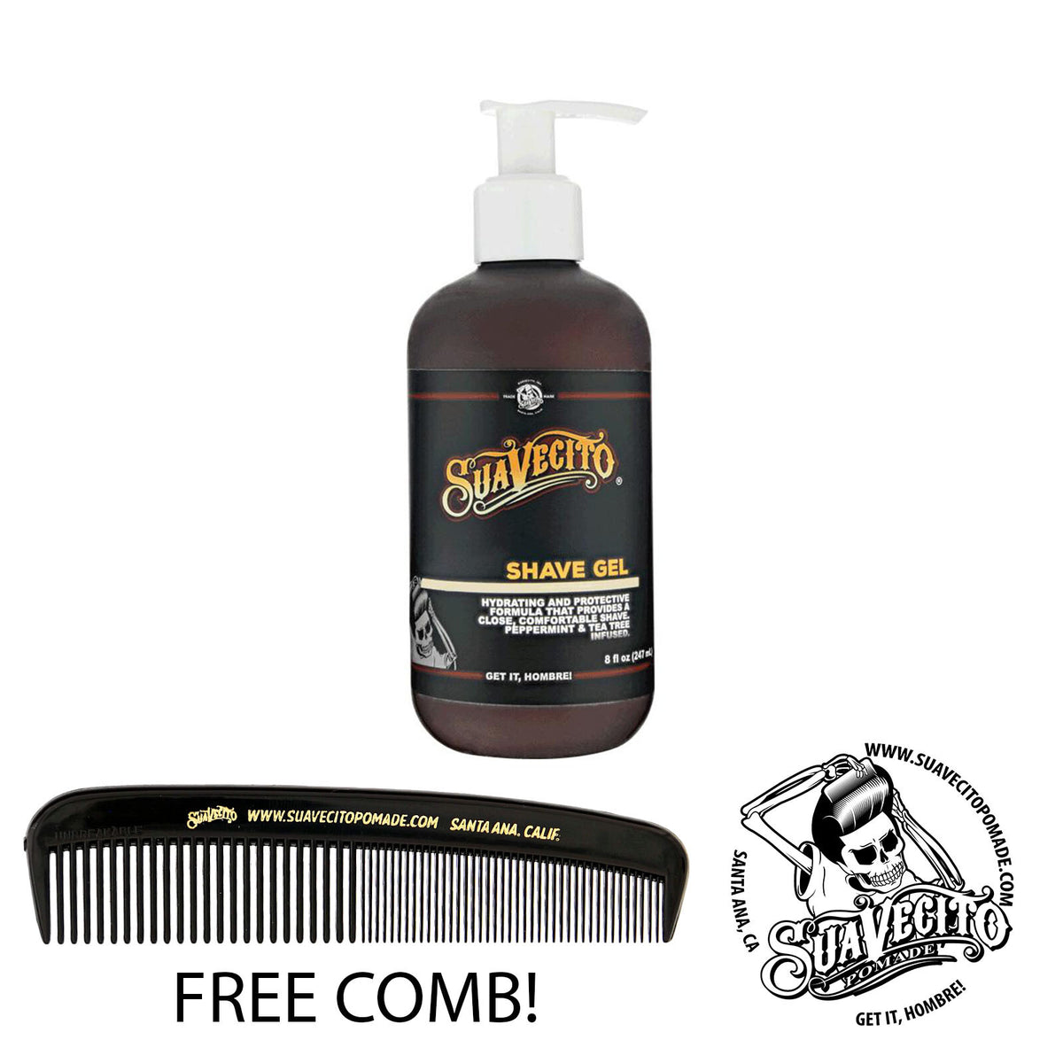 Suavecito Shave Gel 8 oz. Pump Bottle for Smooth, Close Shave
