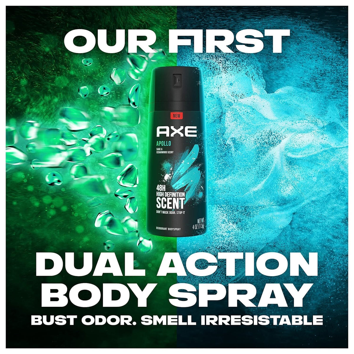 Men's Deodorant Body Spray - Apollo Scent, 150ml, 6 Pack