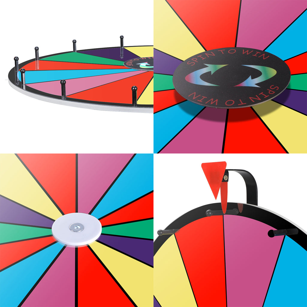 24-Inch Spinning Prize Wheel with 14 Color Slots & Adjustable Tripod Stand