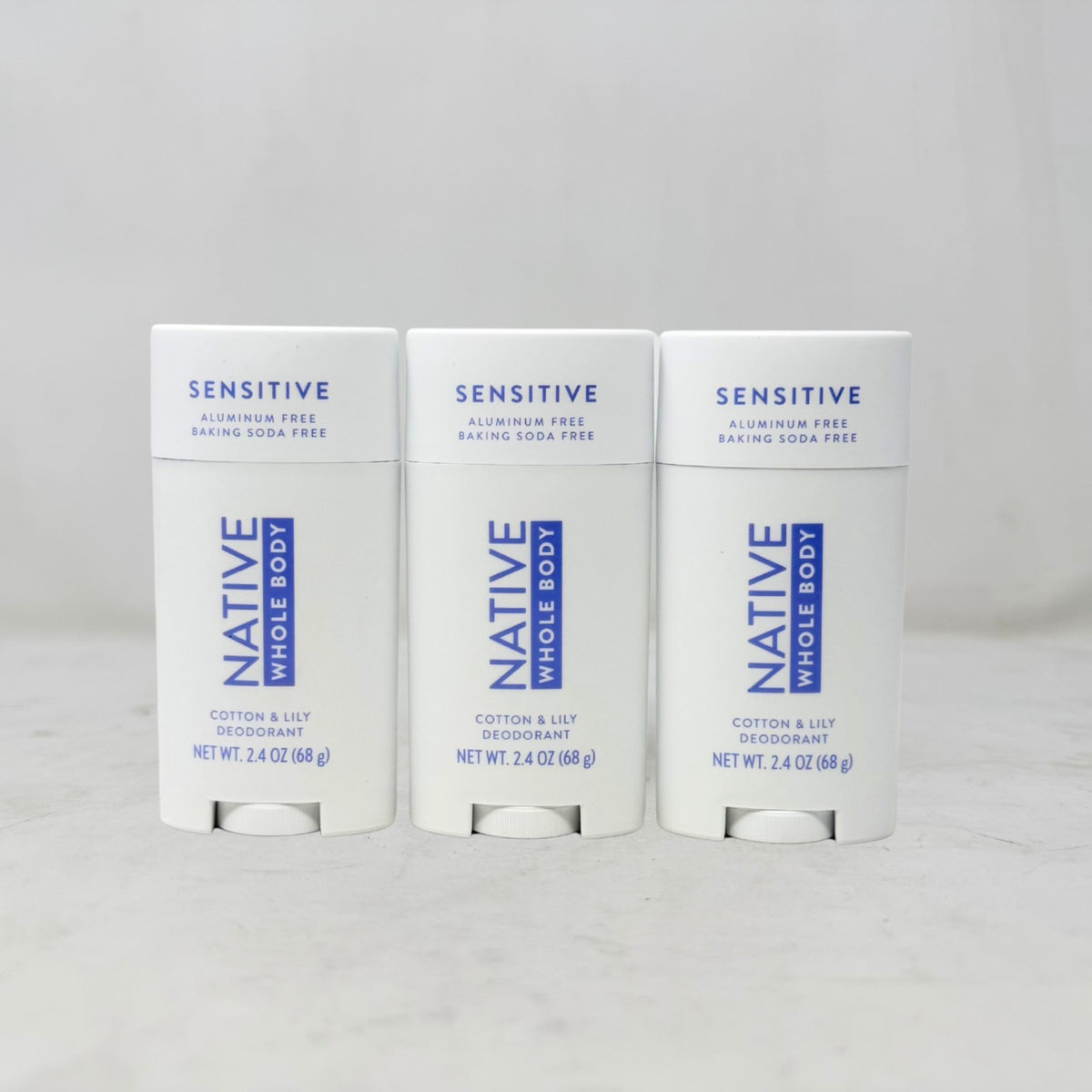 Native Whole Body Deodorant Stick - Aluminum Free Cotton & Lily 2.4oz 3 Pack