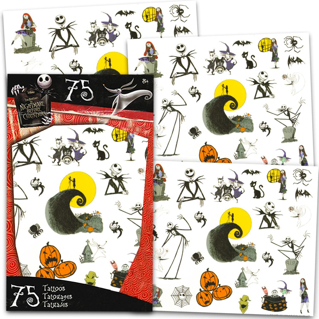 Nightmare Before Christmas Temporary Tattoos – 75 Assorted Designs, One Size
