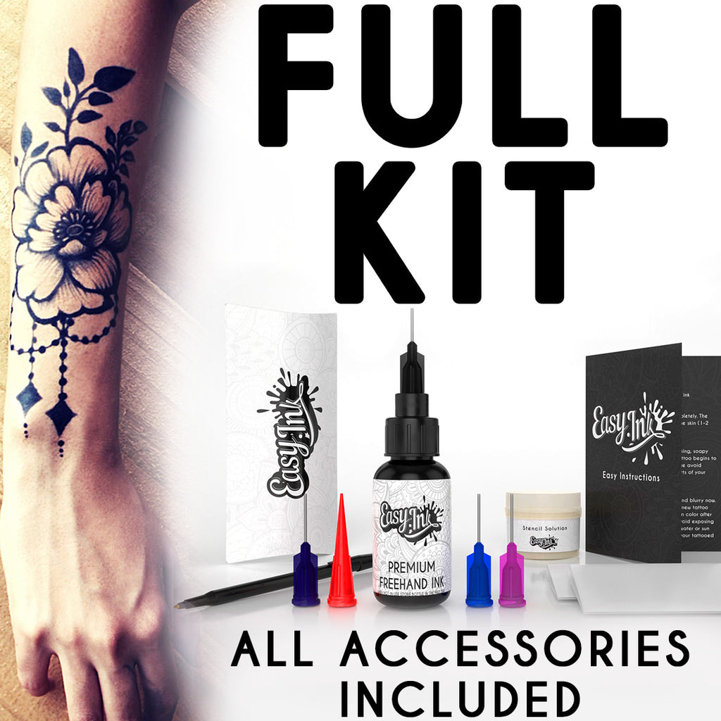 Temporary Tattoo Ink Kit – Freehand Jagua Ink, 100% Natural, Super Dark