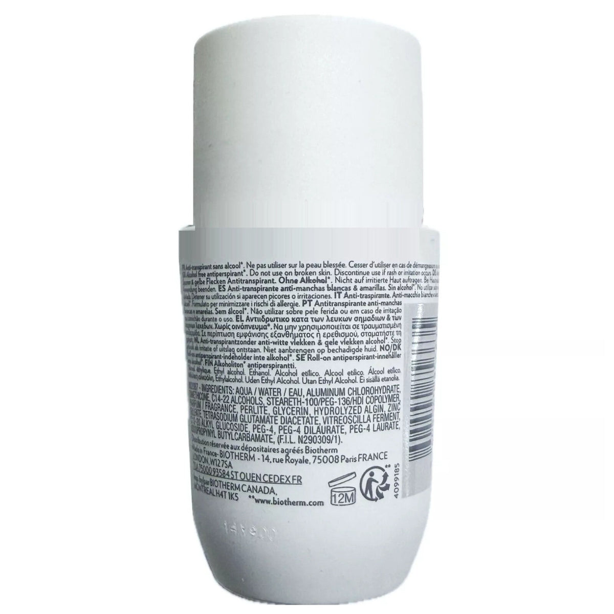 Biotherm Deo Pure Invisible 48H Antiperspirant Roll-On 75ml - 2 Pack