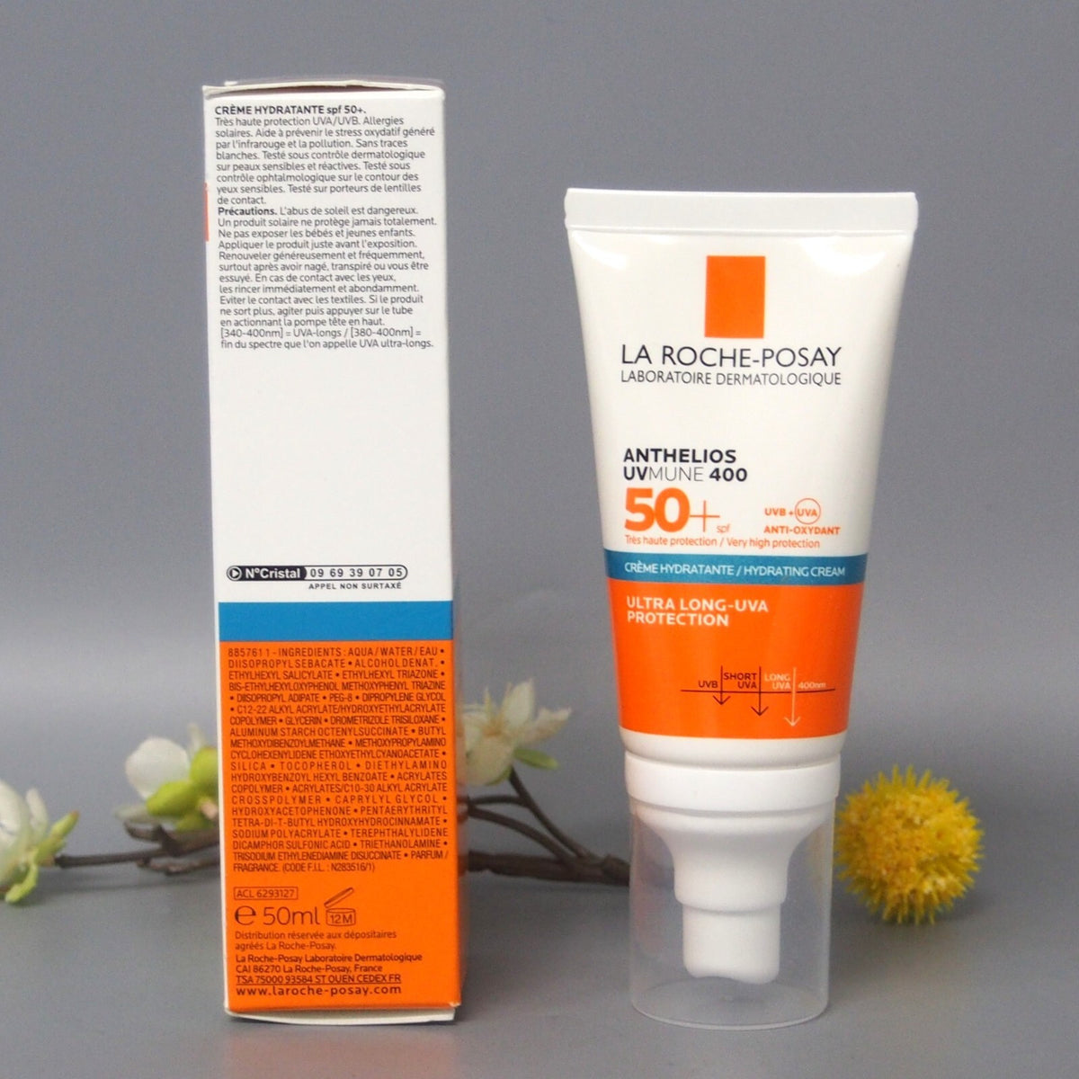SPF 50+ Moisturizing Sunscreen Cream for Sensitive Skin - Water-Resistant, Dermatologically Tested