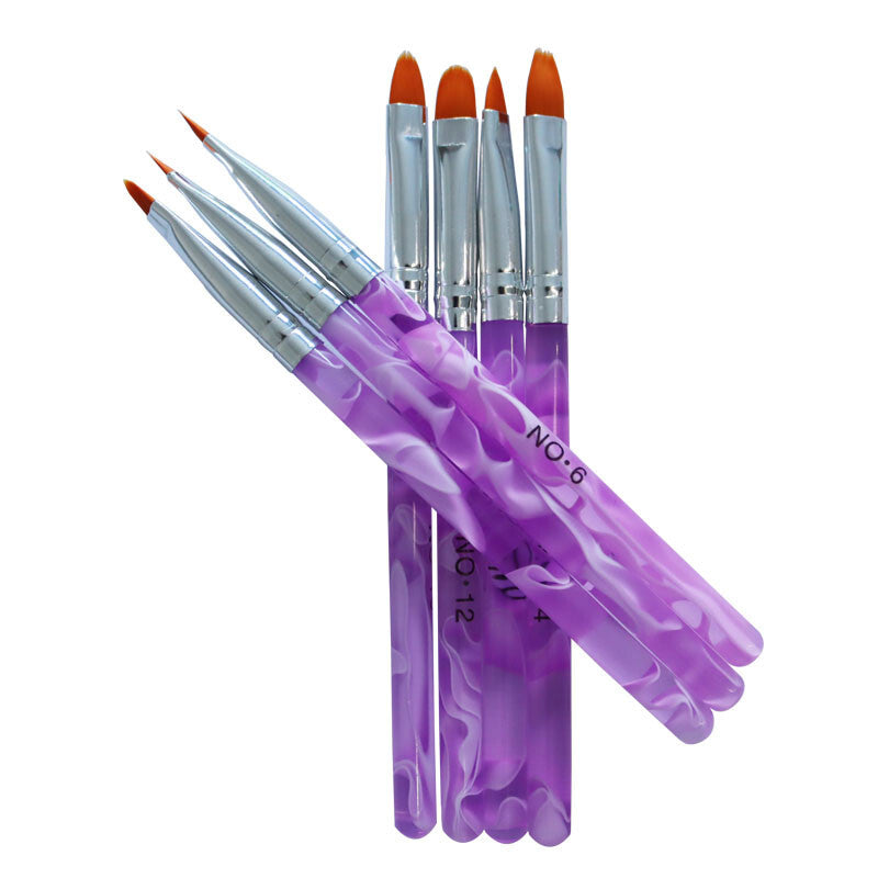7-Piece Acrylic Nail Art Pen Set with Round Head Brushes for UV Gel & French Nails