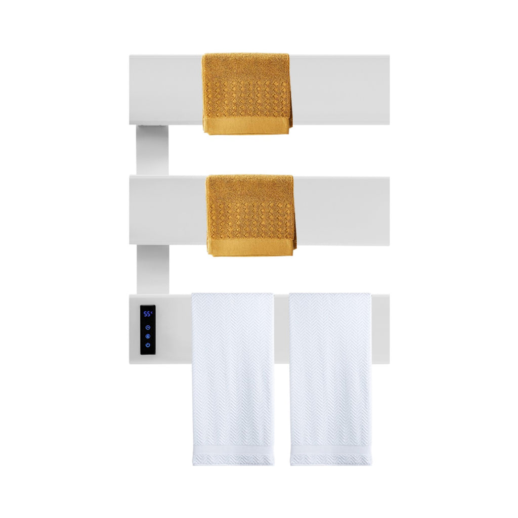 Wall-Mounted Electric Towel Warmer with 3 Tiers - 110V White Aluminum
