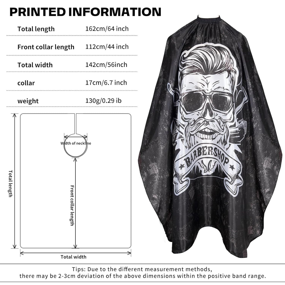 Large Waterproof Hair Cutting Cape with Adjustable Neck for Barbers & Salons