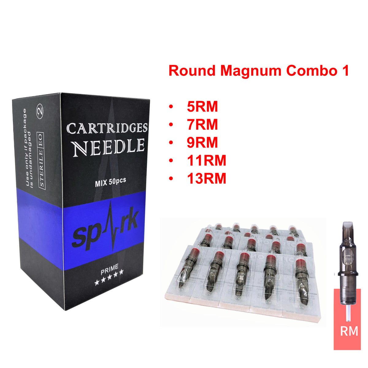 50PCS Disposable Tattoo Cartridge Needles Set for Professional Use - Mix Combo