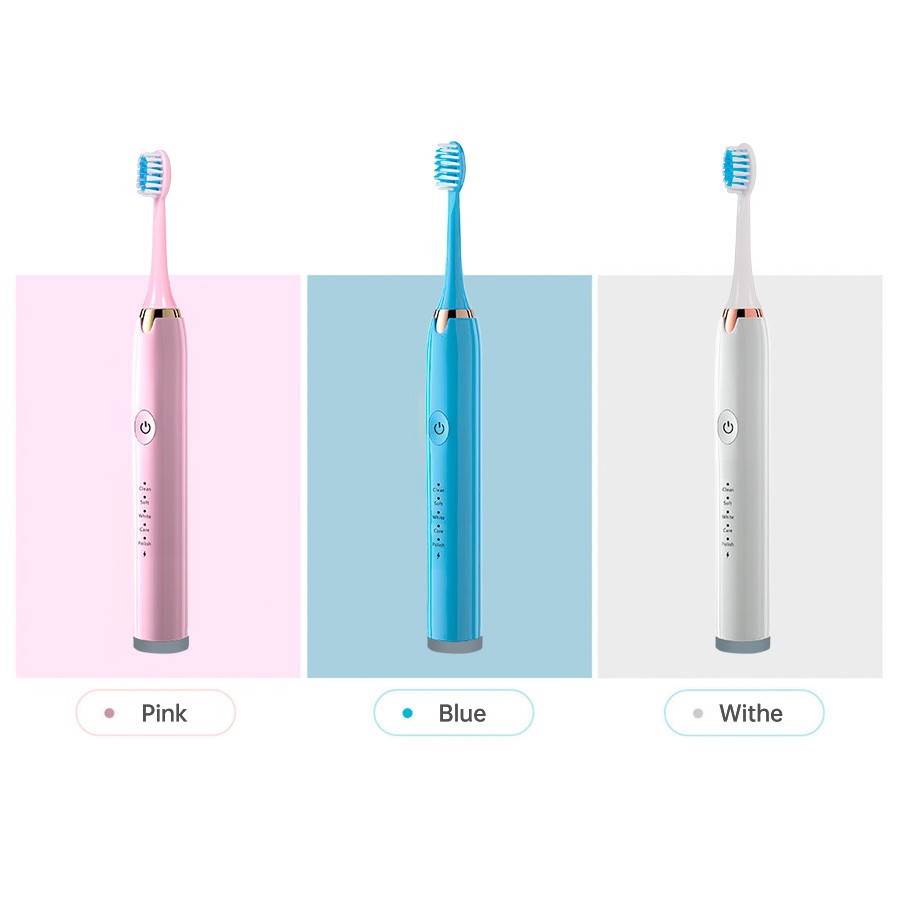 Electric Sonic Toothbrush Rechargeable with 3 Brush Heads & 5 Modes