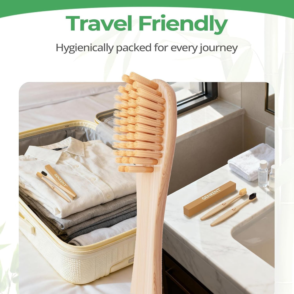 Ultra Soft Bamboo Toothbrush Set - 12 Pack Eco-Friendly & Biodegradable