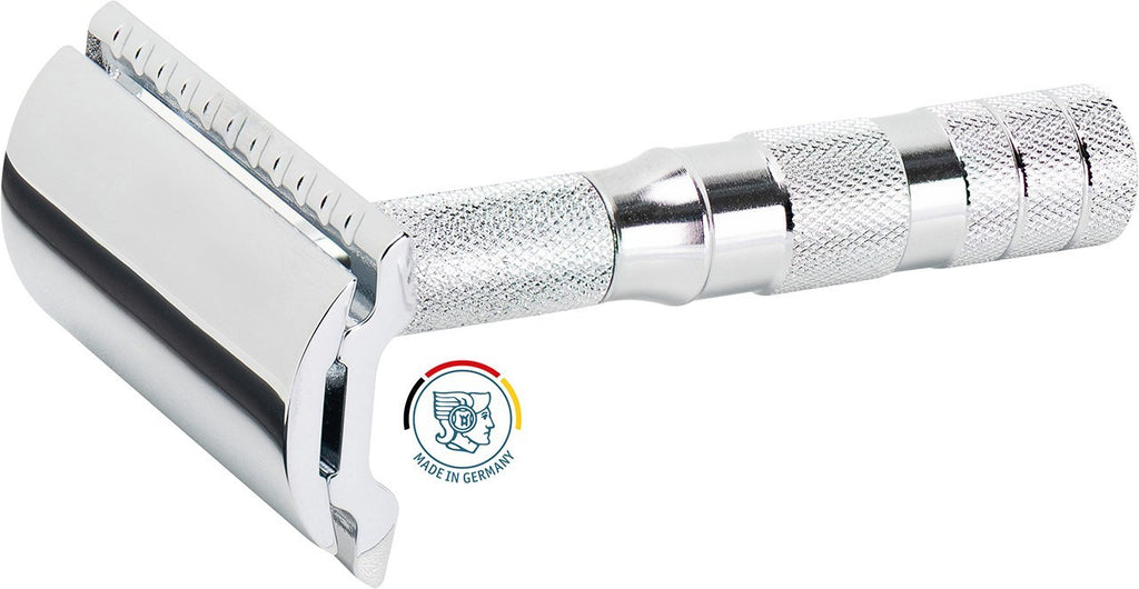Travel Safety Razor with Leather Case - Double Edge, Compact & German Made