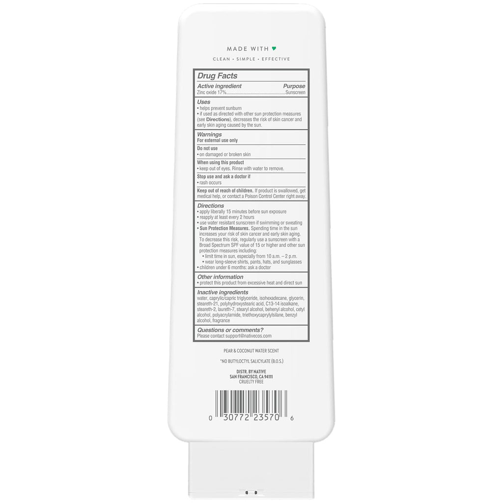Mineral Sunscreen Lotion SPF 30 with Pear & Coconut Water - 7 oz