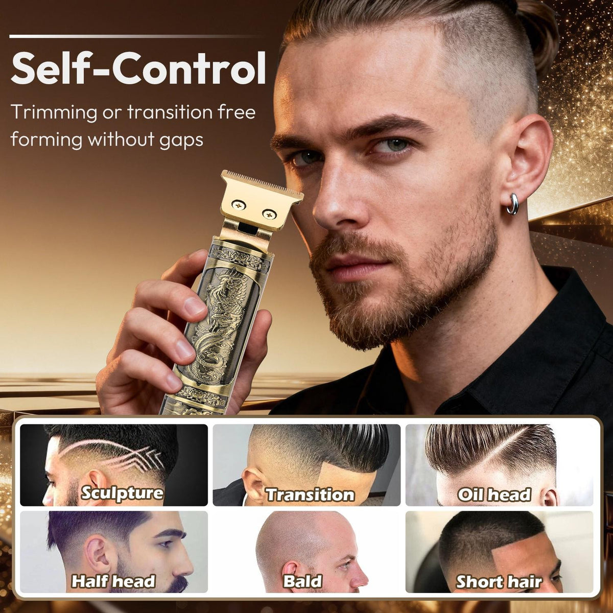 Cordless Professional Hair Clippers for Men with LCD Display & Multiple Attachments