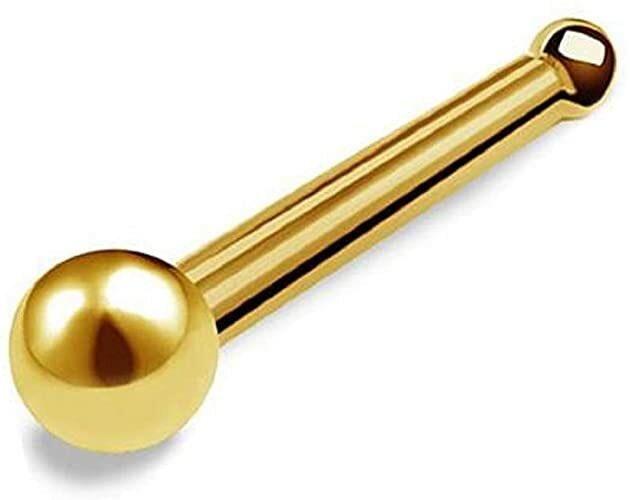 18G Implant Grade Gold PVD Titanium Ball Nose Stud 9mm Body Jewelry - 2 PCS