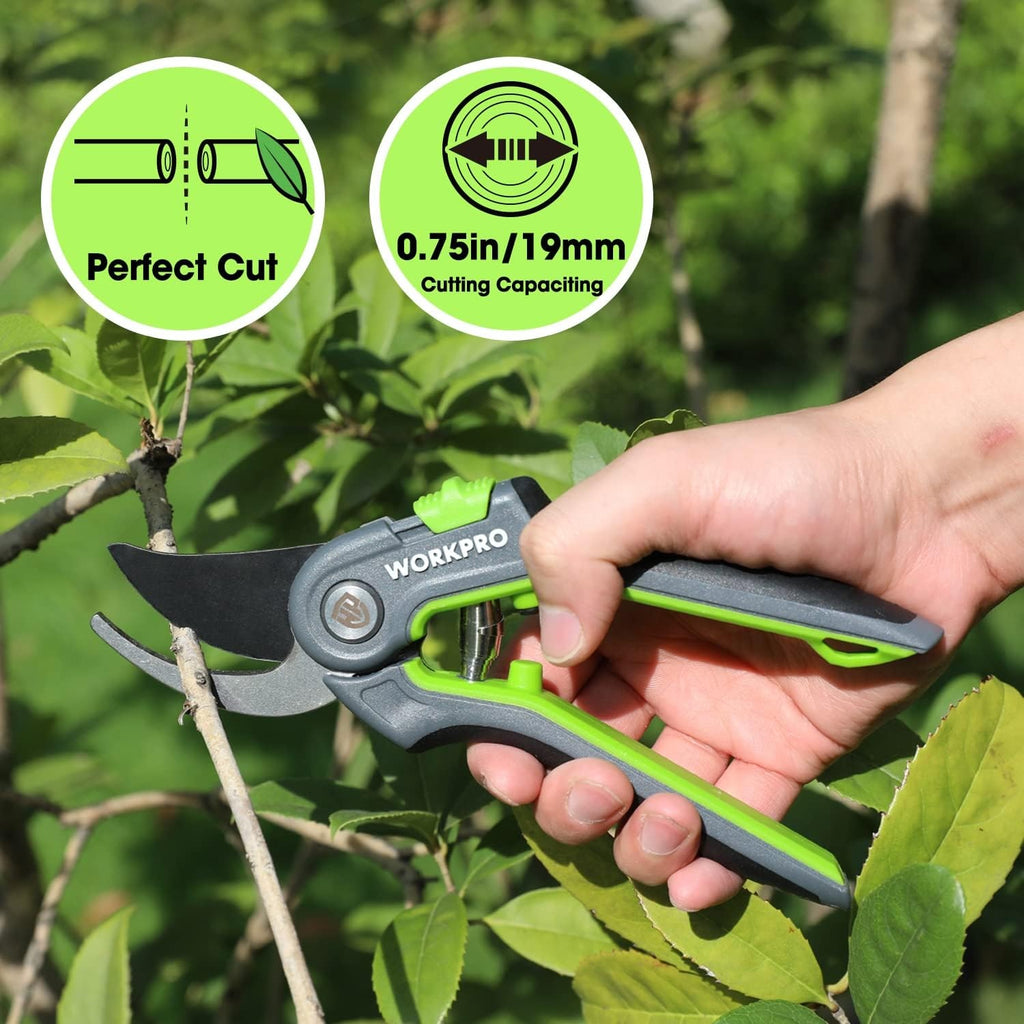 8-Inch Garden Pruning Shears with SK5 Steel Blades & Ergonomic Handles