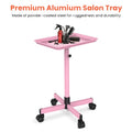 Pink Salon Service Tray on Wheels for Hair Coloring & Tools