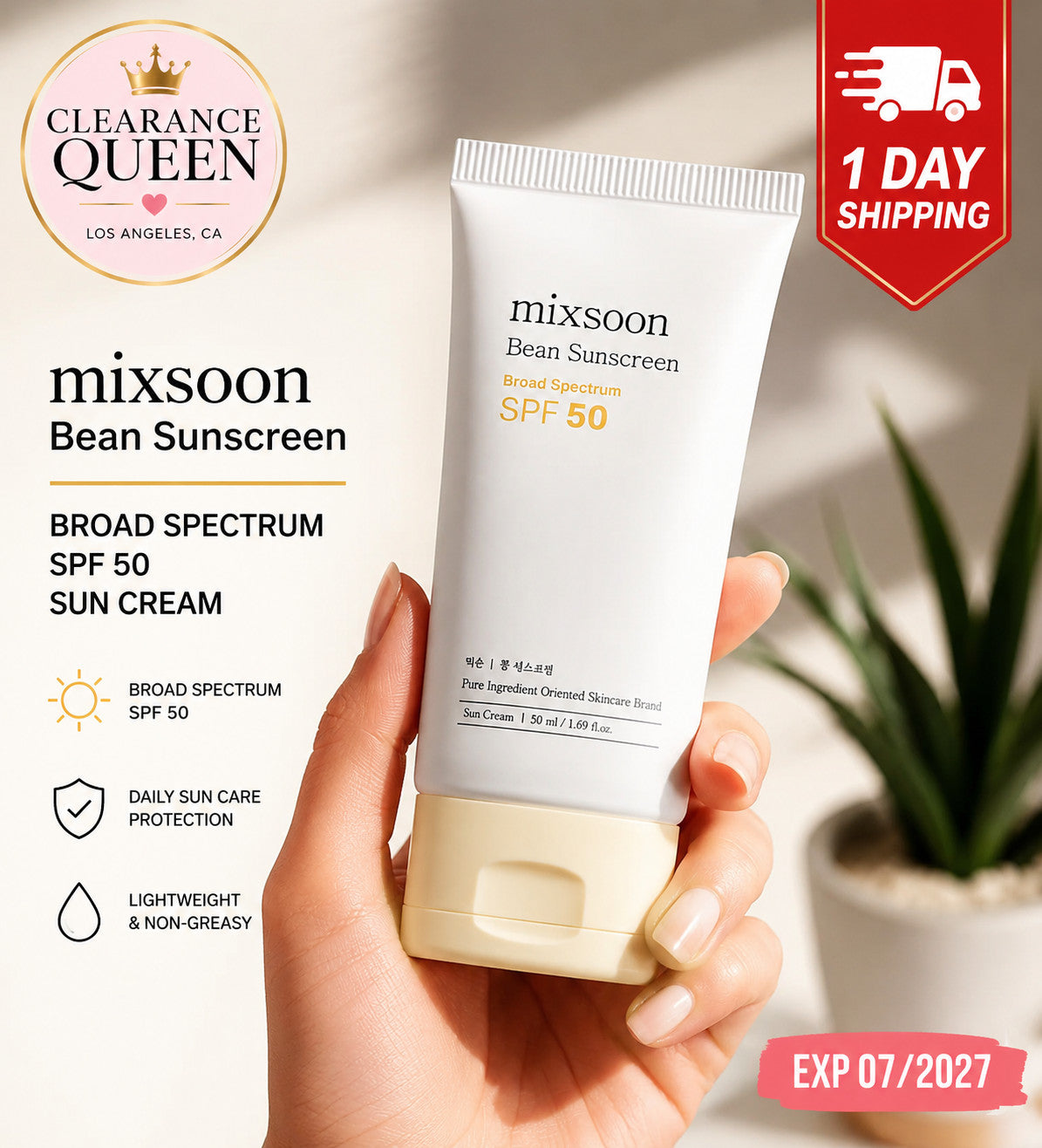 SPF 50 Sunscreen Sun Cream - 2 Pack, Broad Spectrum, Lightweight, Non-Greasy, 50ml