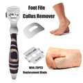 Pedicure Foot File Kit with Callus Remover & 20 Blades - Heel Scraper for Smooth Feet
