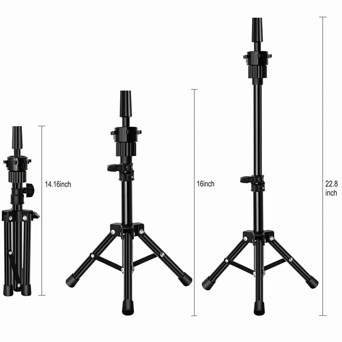 Mini Adjustable Wig Stand Tripod Holder for Mannequin Head Salon Display