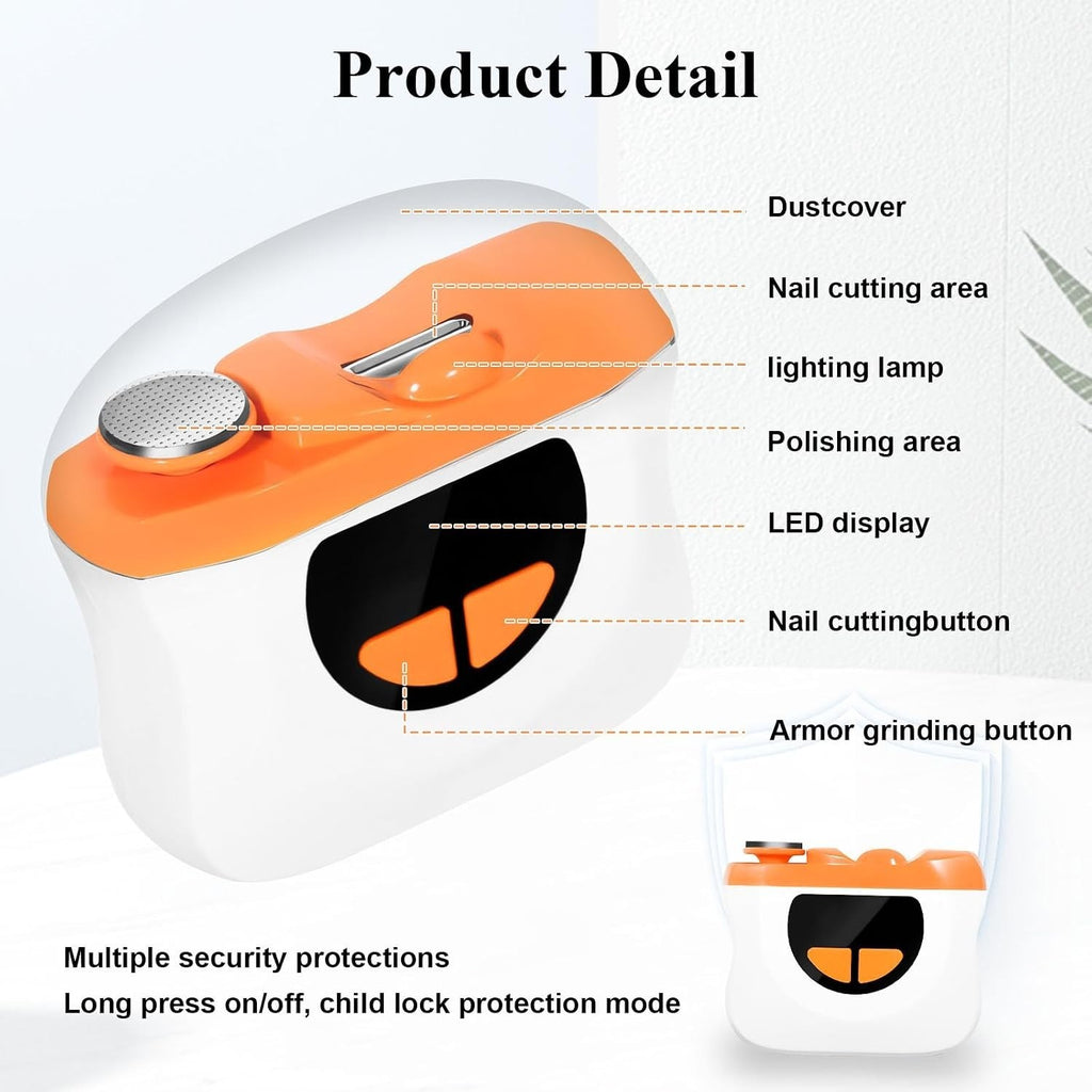 Electric Nail Clipper for Thick Nails - 3-in-1 Trimmer with LED Light, Safe & Rechargeable